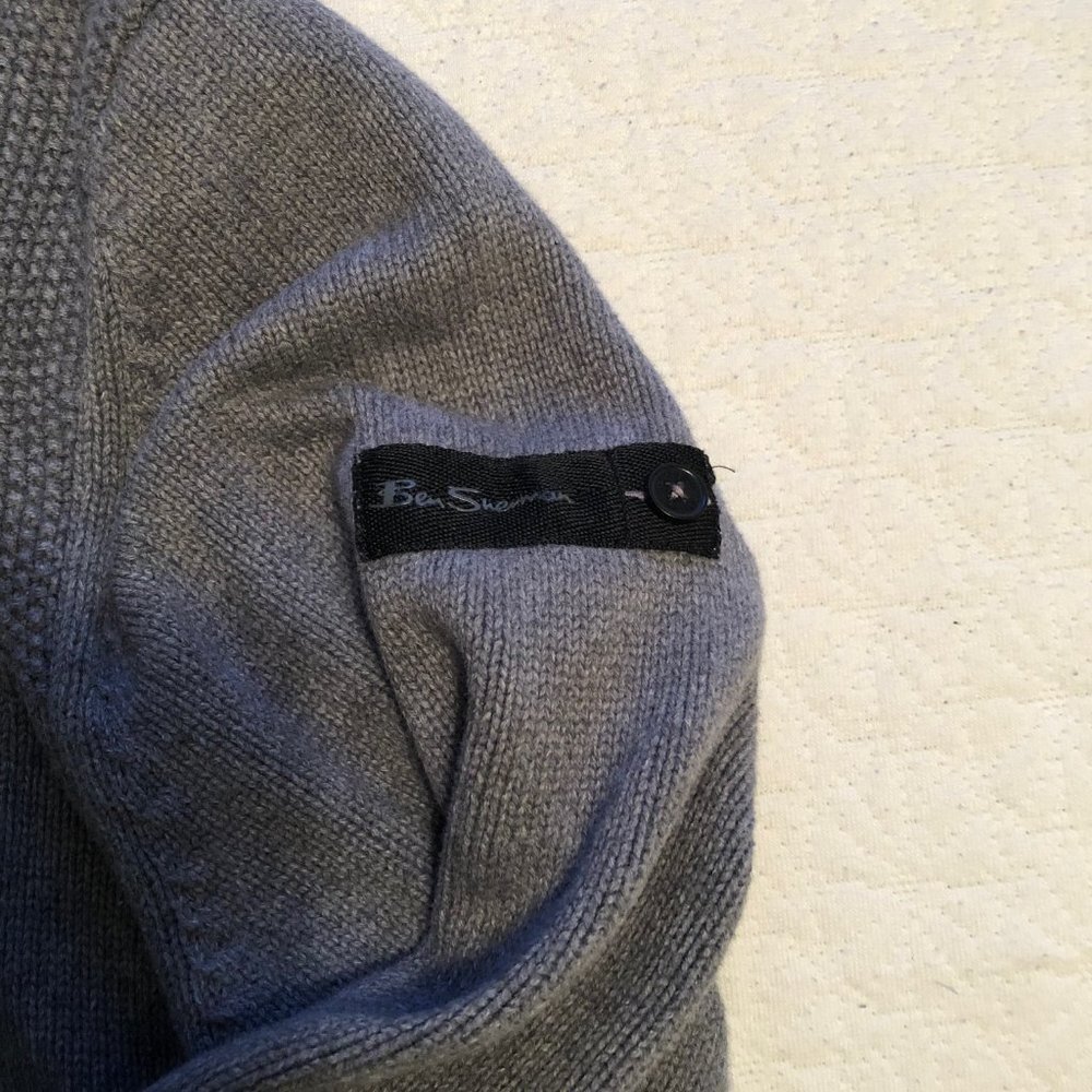 Ben Sherman 1/4 Zip pullover Sweater Men's XL, color grey, cable knit detail - Picture 7 of 8